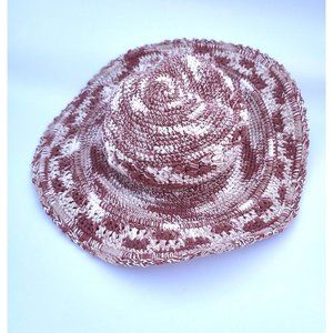 Free People LUSANA Boca Wide Brim Shade Slouch Hat Browny White OS NWOT $98